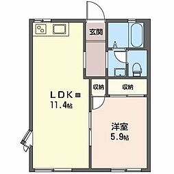 フレグランスつるが丘 1LDKの間取図画像