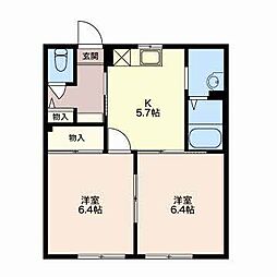 ひまわりA 2Kの間取図画像