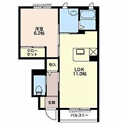 サンモール浜名A 1LDKの間取図画像