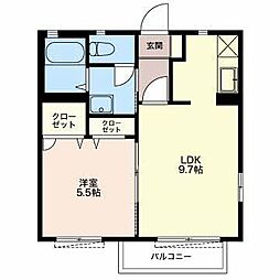 マナティーA 1LDKの間取図画像