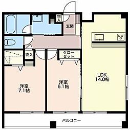 L'albadiprimo 2LDKの間取図画像