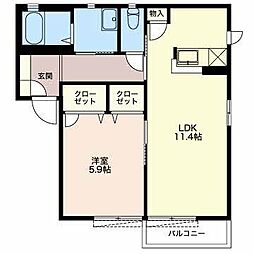 マナティーA 1LDKの間取図画像