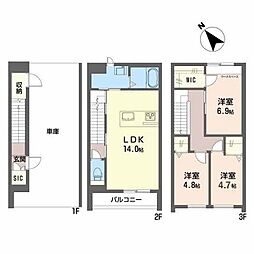 シャーメゾン万代リバーサイド 3LDKの間取図画像