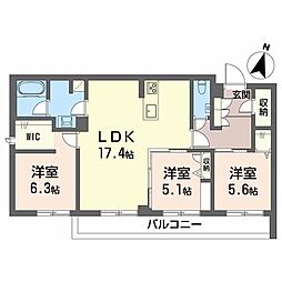 AZUR米山 3LDKの間取図画像