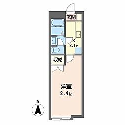 シェロ・ファームB 1Kの間取図画像