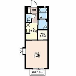 芭風 1Kの間取図画像