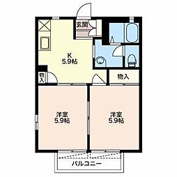 アネックス印野 2Kの間取図画像