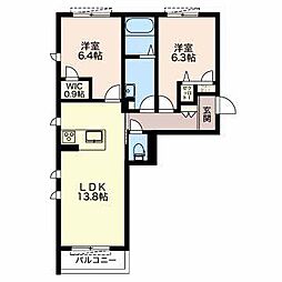 カサベージャ 2LDKの間取図画像