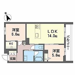ベレオ中台 2LDKの間取図画像