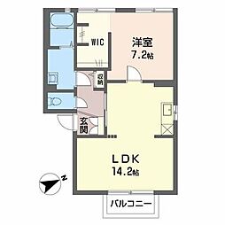 サンモールえん樹A 1LDKの間取図画像