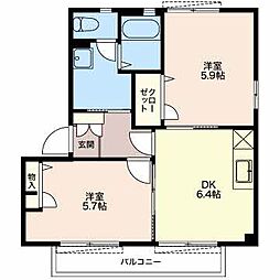 リビエレット・オジェ3 2DKの間取図画像