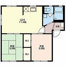 ルクソール中野B 2LDKの間取図画像