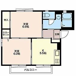 サンコーポ長沢B 2Kの間取図画像