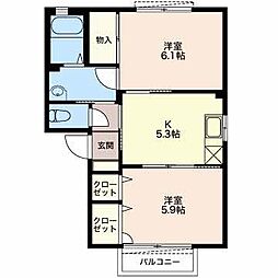 アゼリア・マンノD 2Kの間取図画像