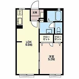 はなみずきB 1LDKの間取図画像