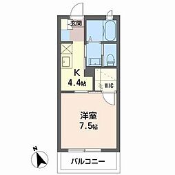 グランポルテ 1Kの間取図画像