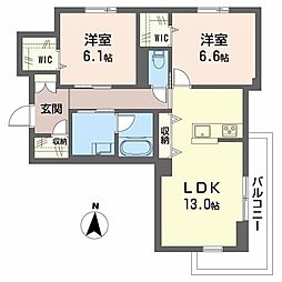 ベレオ東町 2LDKの間取図画像
