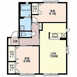 MASTTOWNFUCHUD棟 2LDKの間取図画像