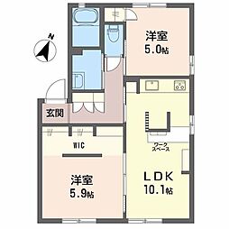 フレンディー蛍川2 2LDKの間取図画像