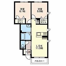 グリナージュ西公文名 2LDKの間取図画像