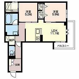 アンビシア南掛尾 2LDKの間取図画像
