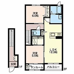 創A 2LDKの間取図画像