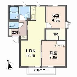 スカイコートB 2LDKの間取図画像