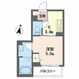 Blumonte 1Kの間取図画像