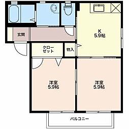 クァトルセゾンA 2Kの間取図画像
