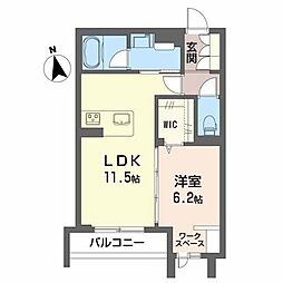 リオリエント九重 1LDKの間取図画像
