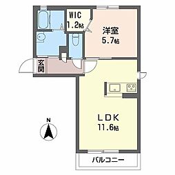 アイビーコートB 1LDKの間取図画像