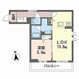 シャーメゾン栄町 1LDKの間取図画像