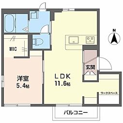 フレグランスアゼリアA 1LDKの間取図画像