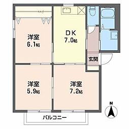バリュージュバリューA 3DKの間取図画像