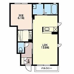 カーサファミリオA棟 1LDKの間取図画像