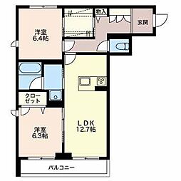 シャーメゾンスリアン 2LDKの間取図画像
