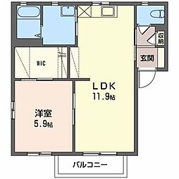 アヴェニールあいA 1LDKの間取図画像