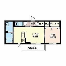 丸花見壱号館 1LDKの間取図画像