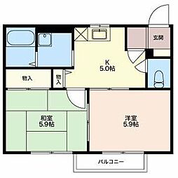 ディアス松美 2Kの間取図画像