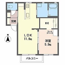 カサグランデC 1LDKの間取図画像