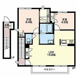 サニーヒル阿礼2 2LDKの間取図画像