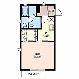 ラフィネ西脇S 1Kの間取図画像