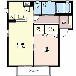 ラ・フランスB 1LDKの間取図画像