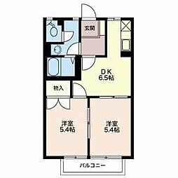 フレグランス安達 2DKの間取図画像