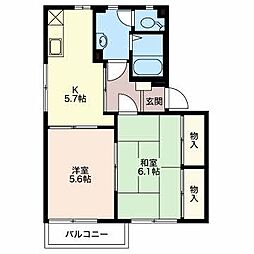 コート岡田屋E 2Kの間取図画像
