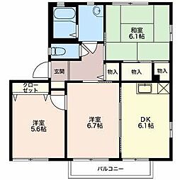 シャトー庄 3DKの間取図画像
