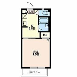 アメニティタウン上氷鉋A 1Kの間取図画像