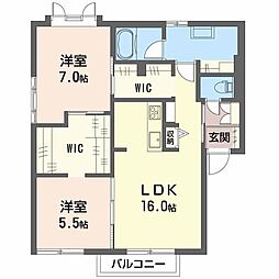 ベルメゾン裾花MW 2LDKの間取図画像