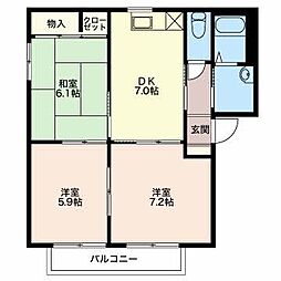 スカイコートB 3DKの間取図画像
