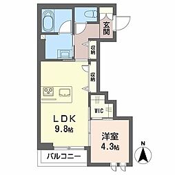 グレイス東峯 1LDKの間取図画像